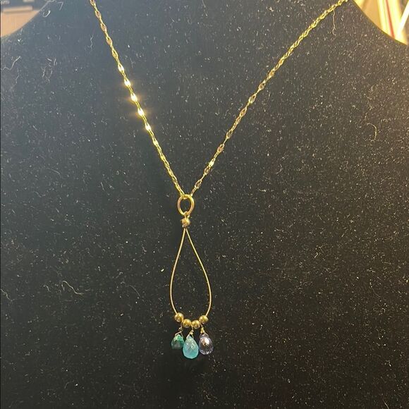 Elegant Gold Necklace with Blue Accents - Picture 1 of 3
